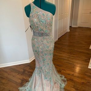 Teal Terani Couture Gown NWT